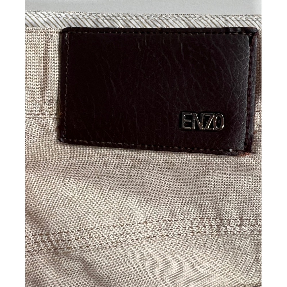 Enzo Tovare Mens 34x28 Beige 100% Cotton Straight Leg Flat Front Chino Pants - Picture 7 of 7